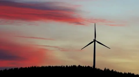 Windmill in sunset Stock Footage 18183440