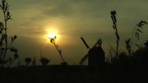 Windmill at sunset Stock Footage 53821675