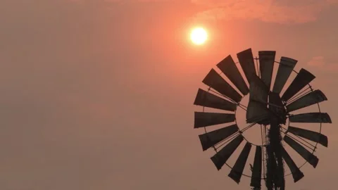 Windmill sunset Stock Footage 136759569