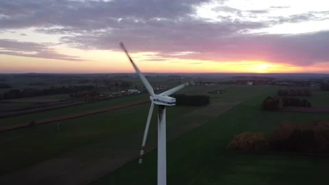 Windmill at sunset Stock Footage 220385146