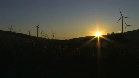 Windmill Sunset HD 3 Stock Footage