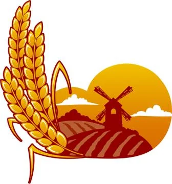 Windmill at Sunset Illustrazione stock