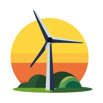 Windmill on a sunset Stock Illustration