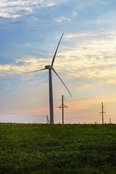 Windmill at sunset Stock Photos