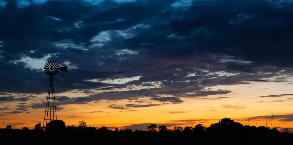 Windmill Sunset Stock Photos