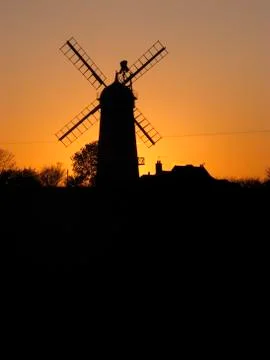 Windmill at sunset, Stock Photos