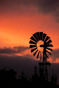 Windmill sunset Stock Photos