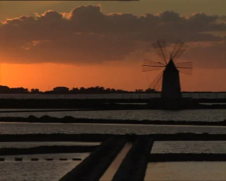 WINDMILL at sunset rl pan Stock-Footage 24718339