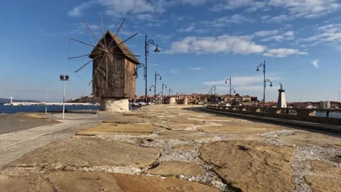 Windmill symbol of Nessebar Stock Footage 169906870