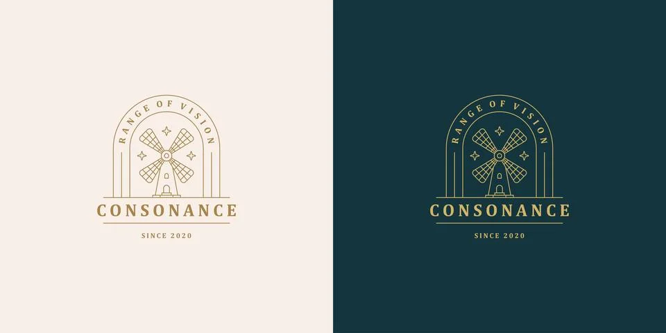 Windmill symbol vector logo emblem design template illustration simple mini.. Stock Illustration