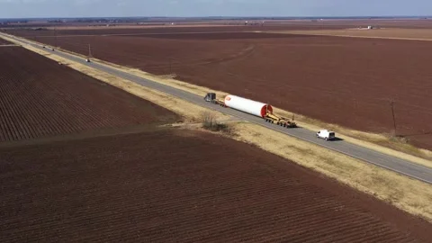 Windmill Tower Section Traveling Across Countryside, Brazos County, Texas, USA Stock Footage 145949297
