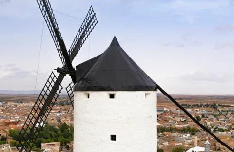 Windmill in the town of Consuegra. Stock Photos