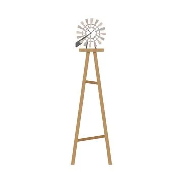 Windmill as Traditional Rural Object for Pumping Water from Ground Vector Stock Illustration