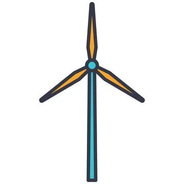 Windmill turbine generated wind energy vector icon Stock Illustration