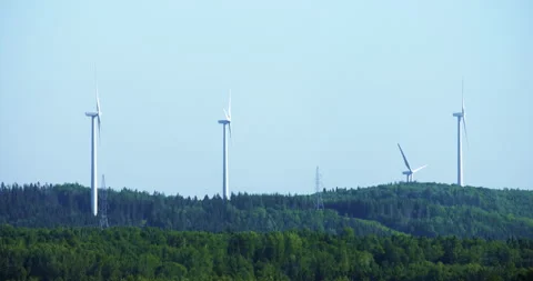 Windmill turbine on hill / Matane 스톡 동영상 130918033