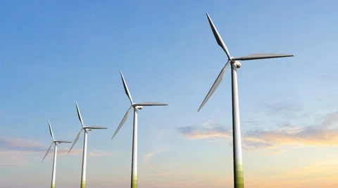 Windmill Turbines - Clean Green Wind Energy Stock Footage 34721966