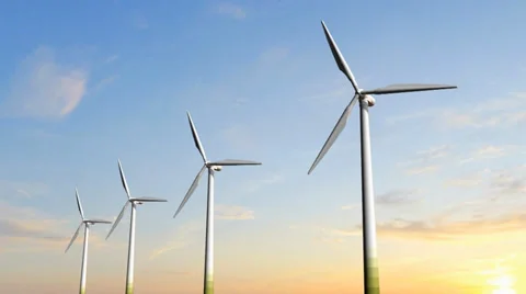Windmill Turbines - Clean Green Wind Energy Vídeo Stock 34726761