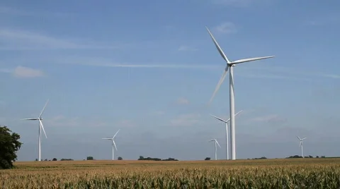 Windmill Turbines Green Wind Energy Stock Footage