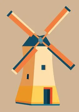 WindMill Vector Art Stock Illustration