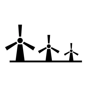 Windmill vector icon or logo. Wind energy sumbol. Rotating mills isolated on Stock Illustration