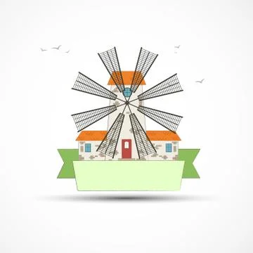 Windmill. Vector. Stock Illustration