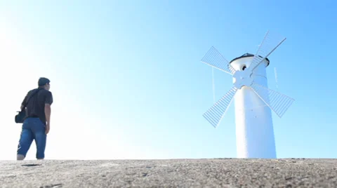 Windmill wanderer Stock Footage 27244782