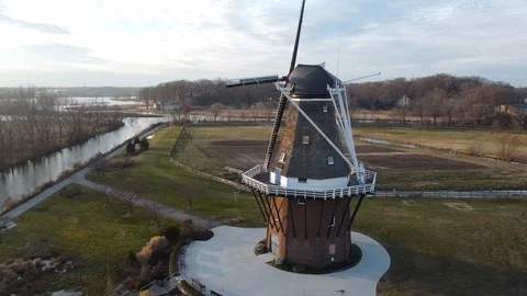 Windmill by the water Video stock 123733053