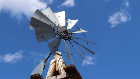 Windmill on a western U.S. Ranch. 4K Stock Footage 118015475