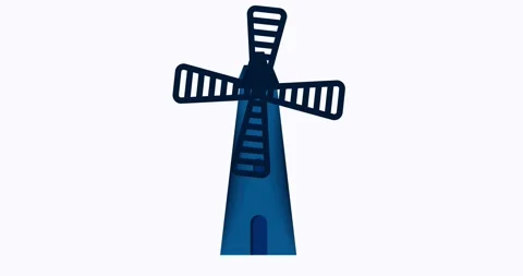 Windmill wheel animation video 4k Stock Footage 149375462