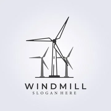 Windmill for wind energy logo line art illustration template graphic design Stock Illustration