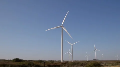 Windmill Wind Farm on a warm sunny day Stock Footage 110743530
