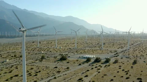 Windmill Wind Farm Wind Energy Drone Footage Palm Springs California Stock Footage 148040620