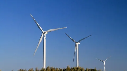 Windmill of wind power generation, Chiba Prefecture, Japan. Vidéo 100352174