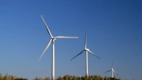 Windmill of wind power generation, Chiba Prefecture, Japan. Stock Footage 100352217