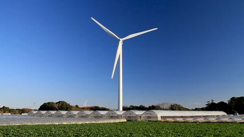 Windmill of wind power generation, Chiba Prefecture, Japan. Stock Footage 100352357
