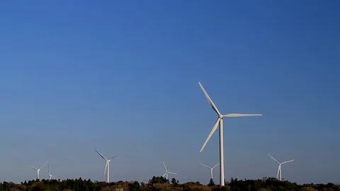 Windmill of wind power generation, Chiba Prefecture, Japan. Stock Footage 100352586