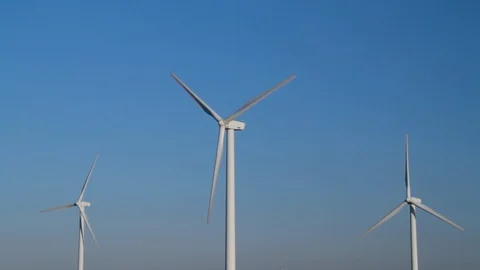 Windmill of wind power generation, Chiba Prefecture, Japan. Stock Footage 100352731