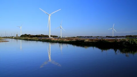 Windmill of wind power generation, Chiba Prefecture, Japan. Stock Footage 100353085