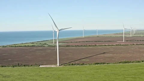 Windmill Wind power technology - Aerial drone view on Energy Production. Wind Stock-Footage 131092897