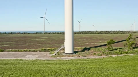 Windmill Wind power technology - Aerial drone view on Energy Production. Wind 스톡 동영상 131096061