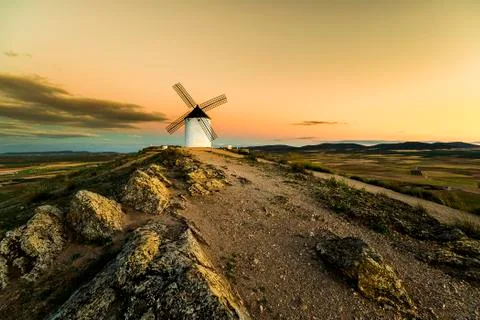 Windmill, wind, quixote Stock Photos