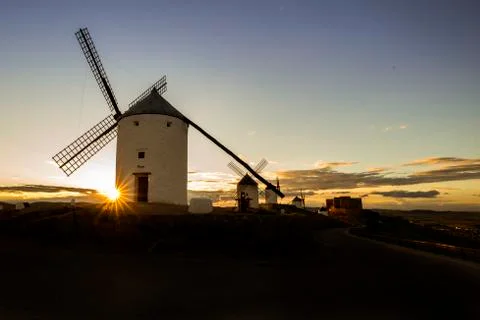 Windmill, wind, quixote Stock Photos