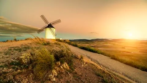 Windmill, wind, quixote Stock Photos