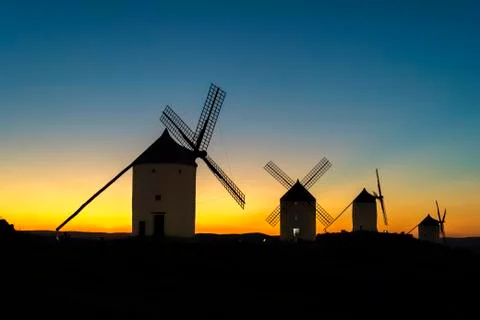 Windmill, wind, quixote Stock Photos