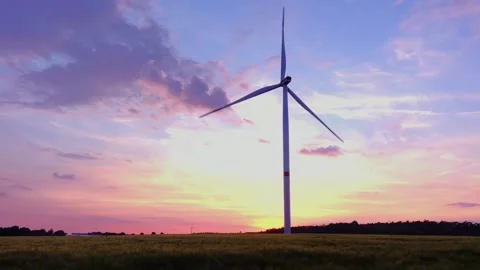 Windmill - Wind Turbine At Sunset - 16x Time Lapse Stock Footage 162136897