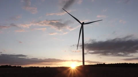 Windmill - Wind Turbine At Sunset Stock Footage 162163747