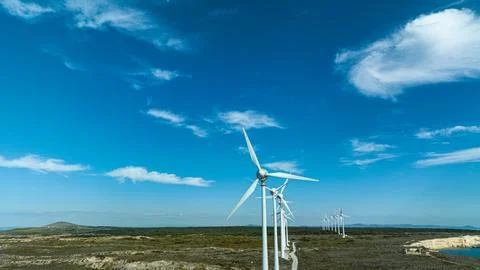 Windmill. Windmills built by the sea. Stock Photos