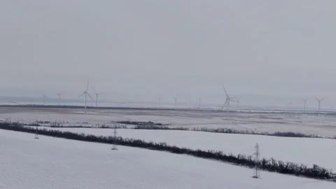 Windmill winter extreme long Stock Footage 157485114