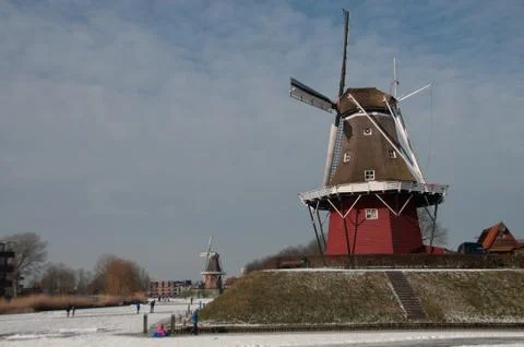 Windmill in Winter Stock Photos