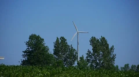 Windmill in a Wisconsin Field Vídeo Stock 11229156